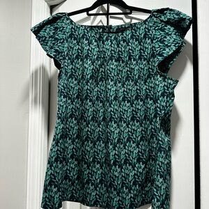 Banana Republic Green Leaf Print Blouse